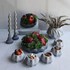 تصویر سفره هفت سین مثلثی - هفت سین سفید رنگ خام 