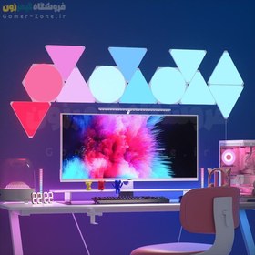 تصویر پنل روشنایی دیواری هوشمند مدل Ultra Thin Mixed Hexagon Triangle RGBIC 