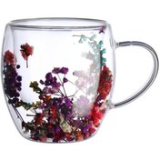 تصویر لیوان مدل دو جداره طرح گل خشک کد ۲۳ 