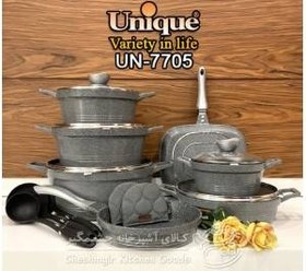 تصویر سرویس قابلمه 11 پارچه یونیک _مشکی ا unique pot service 11 pieces _black unique pot service 11 pieces _black