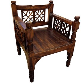 تصویر صندلی طرح سنتی چوبی مدل 25 - قهوه ای روشن 