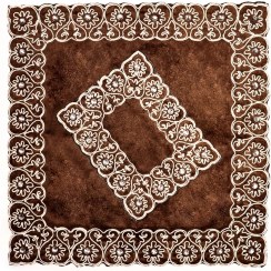 تصویر جانماز مخمل دوتیکه نگین دار سایز بزرگ رنگ قهوه ای 36*36 کد 0346 