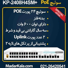 تصویر سوییچ شبکه PoE کی دی تی مدل +KDT KP-2408H4SM 