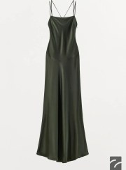 تصویر لباس بلند ساتن با یقه گرد و زیپ مخفی از برند زارا (زنانه) 