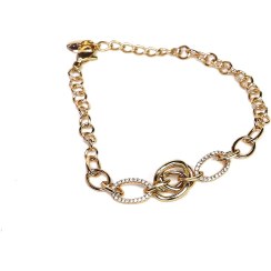 تصویر دستبند زنانه مدل زنجیری نگین دار | طلایی 