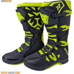 تصویر پوتین موتور سواری کراسی T3 تایگر رنگ مشکی فسفری Cross T3 Tiger Motorcycle Boots, Phosphor Black