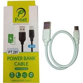 تصویر کابل تبدیل USB به USB-C پی نت مدل PT.201 طول Power Bank Cable PT.201 P-Net