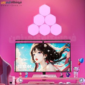 تصویر پنل روشنایی دیواری هوشمند شش ضلعی فوق نازک مدل Ultra Thin Hexagon RGBIC LED Wall Light Panels 