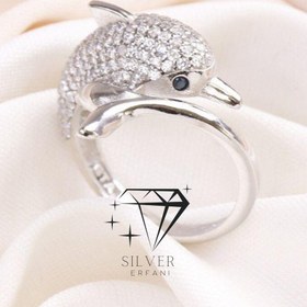 تصویر انگشتر نقره زنانه دلفین – کد 17 