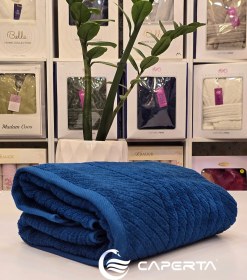 تصویر حوله حمام کوتون آبی نفتی 