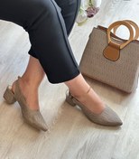 تصویر کفش پاشنه دار مجلسی زنانه کنفی جلوبسته رنگ قهوه ای سایز ۳۹ 