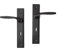 تصویر دستگیره درب پلاک کارو کد ۱۲ - کلیدی(مخصوص اتاق خواب) / مشکی 