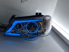 تصویر چراغ جلو اسپرت پراید 111 و 132 برند مدرن و جمع ساز مدل Tornado بسته دو عددی - مدرن / آبی یخی ( آیس بلو ) / داخل مشکی 