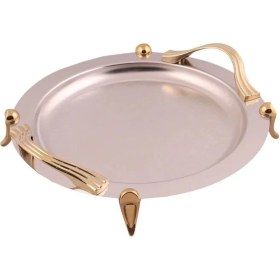 تصویر سینی دایره دسته طلایی Waveساده پایه دار ریور کد BG1437 