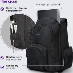 تصویر Targus 16 Inch Groove Laptop Backpack Black - Fits Most Laptops up to 1634 Water Resistant Travel Backpack for Business Commuters College and Travel (CVR600) - ارسال 15 الی 20 روز کاری 