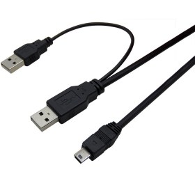تصویر کابل Mini USB هارد و دی وی دی رایتر اکسترنال ا USB 2.0 Dual Power y forma USB 2.0 Dual Power y forma