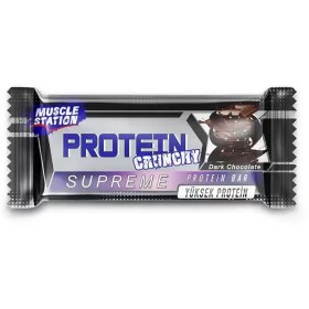 تصویر پروتئین بار سوپریم کرانچی شکلات تلخ بسته 24 عددی Protein bar crunchy dark chocolate muscle station 24 Pcs