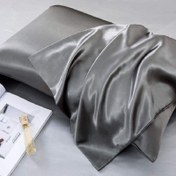 تصویر یک جفت روبالشتی ساتن ذغالی سایز 50 در ۷۰ زیپدار satin pillow cases