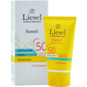 تصویر کرم ضدآفتاب سانسل لایسل رنگی T1 پوست چرب SPF50 Liesel Sunsel Sunscreen tinted T1 oily skin Skin Cream SPF50 40 ml