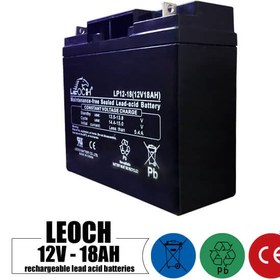 تصویر باتری شارژی 12 ولت 18 آمپر LEOCH مدل LP12-18 ا Rechargeable battery 12 volt 18 Amps LEOCH modelLP12-18 Rechargeable battery 12 volt 18 Amps LEOCH modelLP12-18