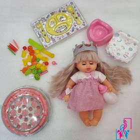 تصویر عروسک بی بی بورن موزیکال با کیک تولد ست کامل 