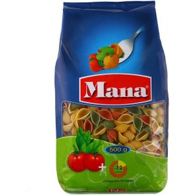 تصویر ماکارونی فرمی گوش ماهی سبزیجات مانا مقدار 500 گرم Mana Tri-color Rigate 500 g