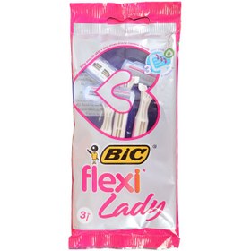 تصویر خودتراش زنانه بیک مدل فلکسی لیدی بسته ۳ عددی سه تیغه 