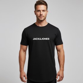 تصویر تیشرت لانگ مشکی طرح برند جک اند جونز Jack and Jones | استایل اسپرت | کد BR053 jack-and-jones-long-tshirt-br053