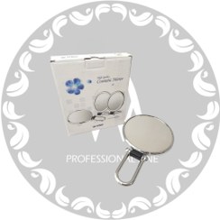 تصویر آینه آرایشی رومیزی تاشو ذره بینی ×5 دورو و دوحالته 