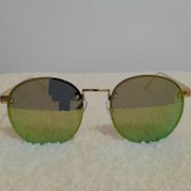 تصویر عینک زنانه بال مگسی سبز طلایی 