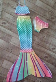 تصویر مایو ۳تکه دخترانه پری دریایی ترک شامل بالاتنه و شورت 