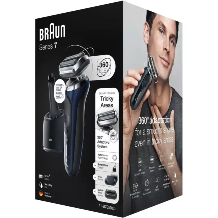  Braun Electric Razor for Men, Waterproof Foil Shaver, Series 7  7075cc, Wet & Dry Shave, With Beard Trimmer, Rechargeable, Clean & Charge  SmartCare Center and Travel Case Included, Black