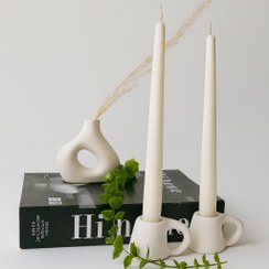 تصویر شمع قلمی جفت همراه پایه 