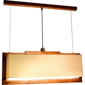 تصویر لوستر چوب سه شعله شید مکعب مسینا V3 pendant lamp V3