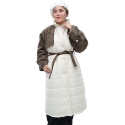 تصویر کاپشن بلند دو تیکه چهارخانه ساده زنانه 