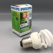 تصویر لامپ کم مصرف فیلیپس اصلی 8 وات پیچی 12 عددی 