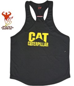 تصویر ست رکابی و شلوارک ورزشی مدل کاترپیلار چاکدار مشکی - x top&short CAT black