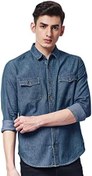 تصویر پیراهن جین کلاسیک مردانه The Souled Store: پیراهن جامد خام برای نیم‌آستین‌های معمولی چاپ شده شیک و جدیدترین مدل پنبه‌ای تابستانی و بدون چین و چروک. 