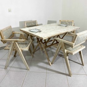 تصویر میزناهارخوری 4 نفره تمام چوب سبک ایتالیایی 