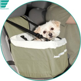 تصویر صندلی مخصوص نشستن حیوانات خانگی در خودرو مارگون - Margoun Portable Car Dog Booster Seat with Clip-On Safety Leash and Zipper Storage Pocket 