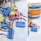 تصویر گیره دوبل رنگی سایز 15 بسته 60 عددی Binder Clips size 15 pack of 60