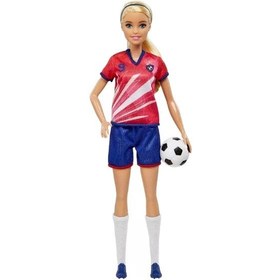 تصویر عروسک باربی فوتبال بلوند با پیراهن شماره ۹ (۲۹ سانتی‌متر) برند barbie Barbie Soccer Blonde Doll in #9 Jersey (29 cm)