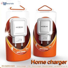 تصویر شارژر MOXOM KH-52 2.4A 2Port + کابل میکرو یو اس بی MOXOM KH-52 2.4A 2Port Charger With MicroUSB Cable