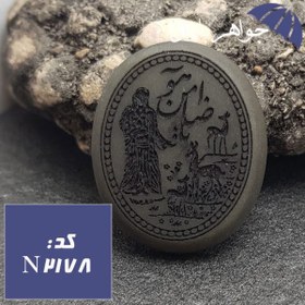 تصویر نگین یشم حکاکی یا ضامن آهو درشت کد N_2178 