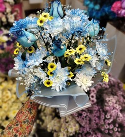 تصویر دسته گل پسرونه تم آبی - اصفهان 