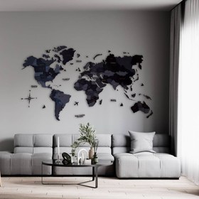 تصویر نقشه جهان پازلی تیره 