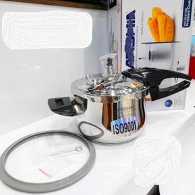 تصویر زودپز استیل ۲۸ سانت عرشیا مدل PR135-983 ظرفیت 12 لیتر Arshia 28 cm steel pressure cooker model PR135-983