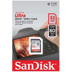 تصویر رم اس دی ۳۲ گیگ سن دیسک SanDisk Ultra U1 80MB/s ا ُSanDisk Ultra SDHC UHS-I 32GB 80MB/s Memory Card ُSanDisk Ultra SDHC UHS-I 32GB 80MB/s Memory Card
