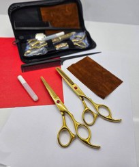 تصویر ست قیچی حرفه ای و فوق‌العاده با کیفیت کوتاهی مو professional and wonderful scissors set with high quality hair cutting