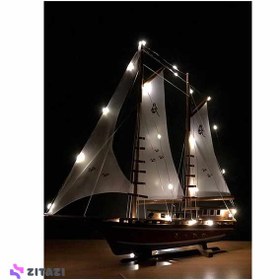 تصویر ماکت کشتی چوبی لاپیدار مدل Lapidaria Wooden Ship Model with Illuminated Sailing 